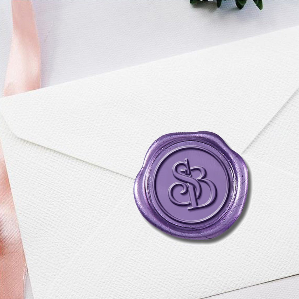 Custom Wax Seal Stamp Kit with Flexible Mailable Sealing Wax - Vine Monogram