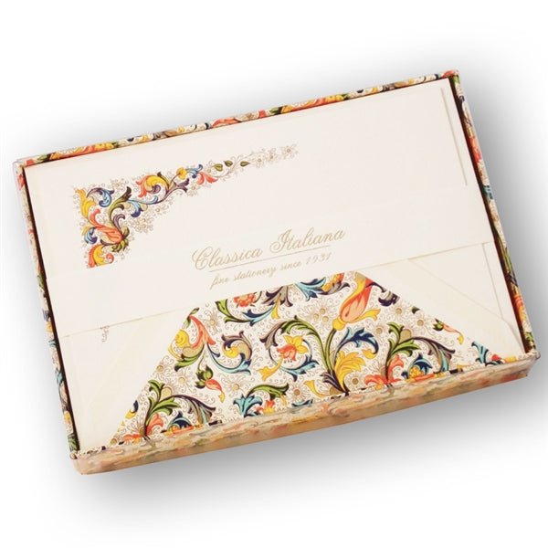Stationery Box Set in Keepsake Desktop Box Florentine design Made in Italy  by Kartos