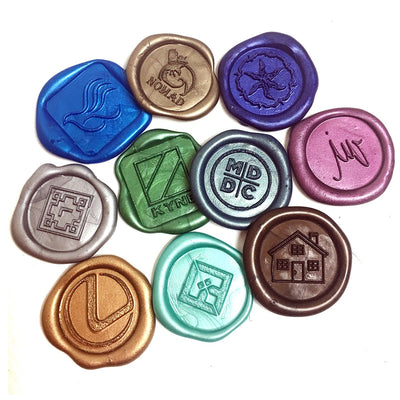 Adhesive Wax Seal Stickers with your Logo or Art-Standard Sizes 3/4, 1  and 1 1/4 Finished Size, Nostalgic Impressions