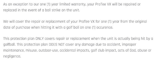 ProTee VX Ball Strike Insurance