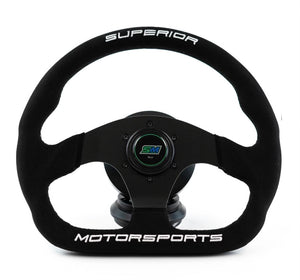 The Flat by SM - Genuine Alcantara +
Black Stitch - 330mm - Alpha Omega Parts