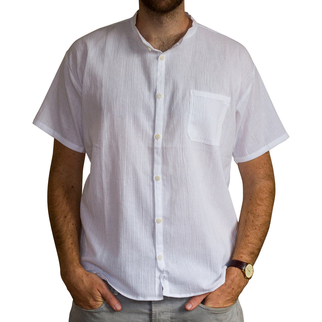 Fair Trade Short-Sleeve Grandad Shirt from Ecuador - 100% cotton - Cho ...