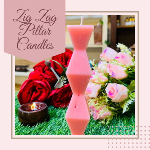 Geometric Zig Zag Pillar Candles