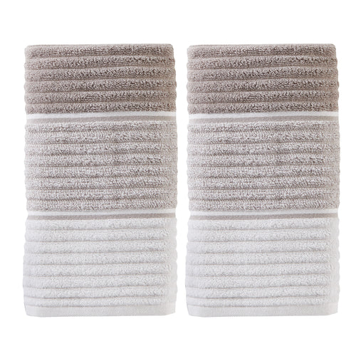 Mirage Fringe 2-Piece Turkish Cotton Hand Towel Set, Taupe