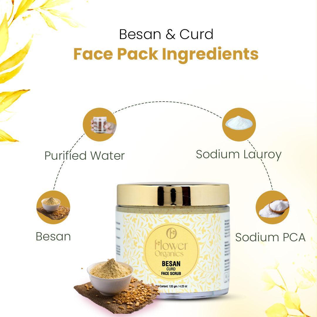 Besan & Curd Face Pack - 120 gm – Flower Organics