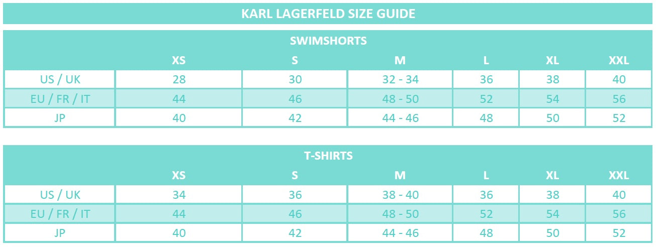 KARL LAGERFELD Size Guide – Ocean Drive