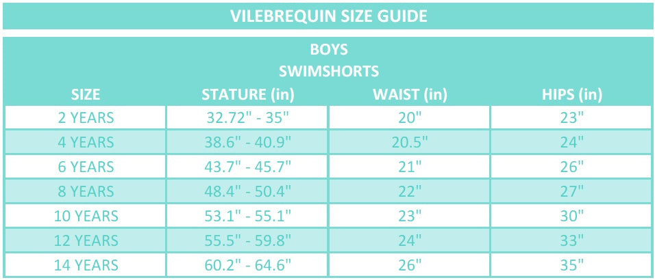 VILEBREQUIN SIZE GUIDE