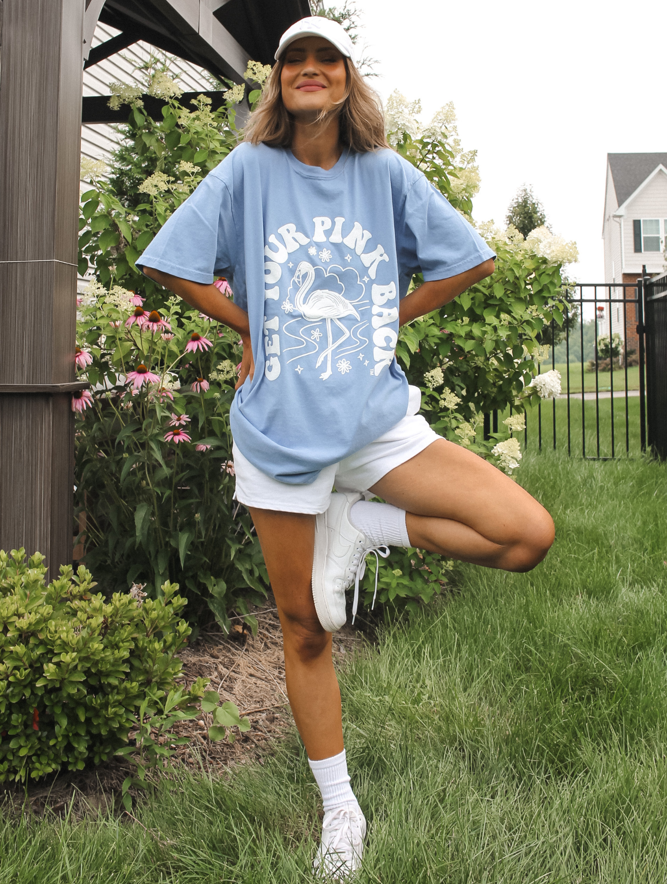 Get Your Pink Back Denim Pigment Dyed Puffy Tee