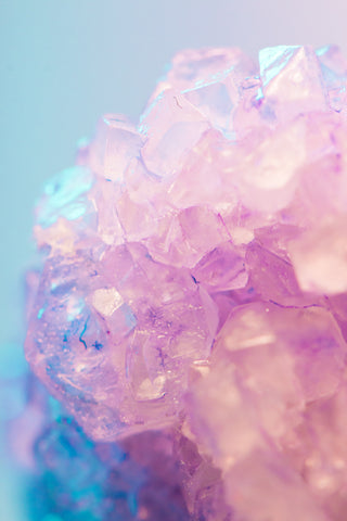close up image of light pink rose quartz crystal