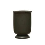 6-1/2" Round x 8-3/4"H Stoneware Vase, Reactive Glaze, Green