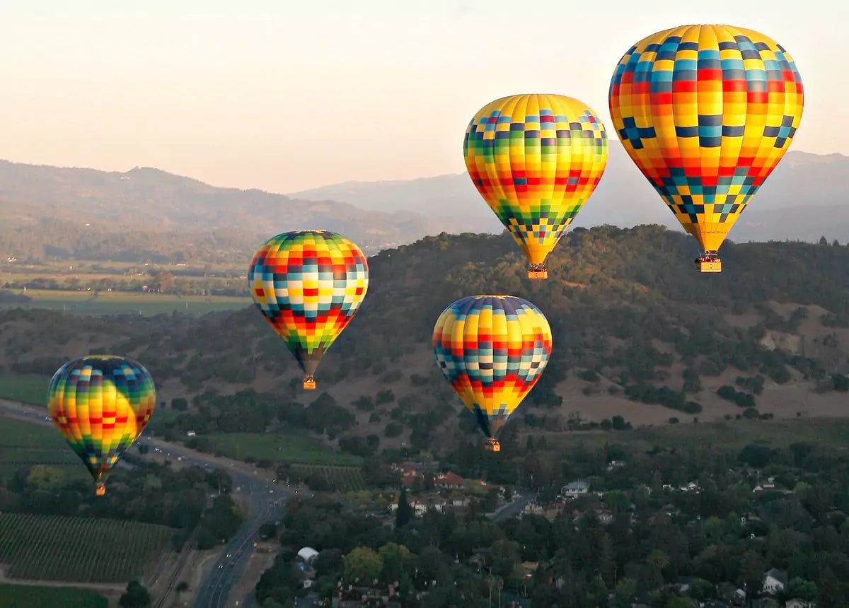 Napa Valley Hot Air Balloon Rides: Experience stunning vineyard sunrises with early morning flights, offering intimate baskets and optional brunch.