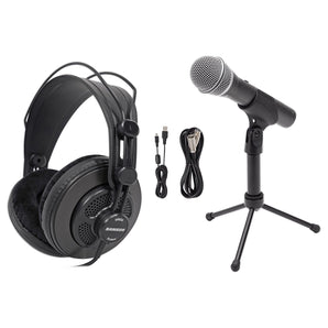 Samson Q2U Recording and Podcasting Pack USB/XLR - Gray; with USB Cable,  XLR Cable, Mic Clip and Desktop Tripod Stand; - Micro Center