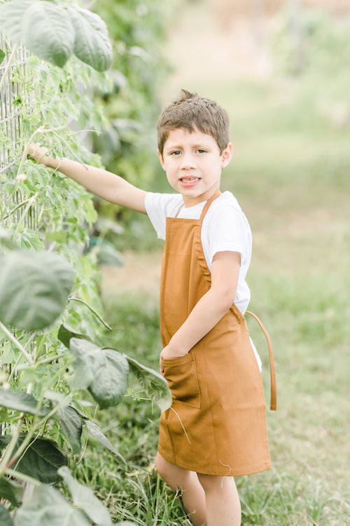 Children's No Tie Apron in Denim with Criss Cross Back –