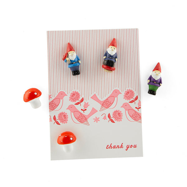 polyresin gnome and toadstool magnets