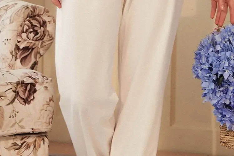 Slessic Vintage Style Romantic Cutout Lace Cotton Elegant Loungewear  Nightwear pajama set