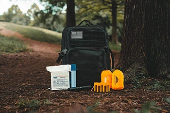 backpack in the woods