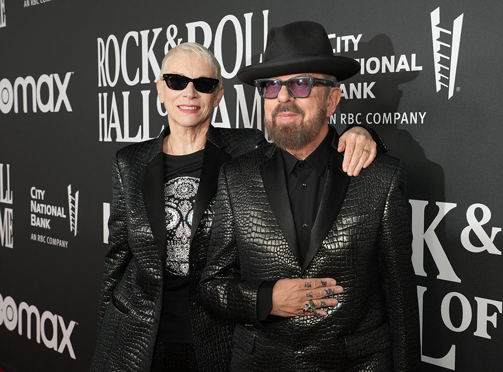 Annie Lennox and Dave Stewart of Eurythmics. Photo by Kevin Mazur/Getty Images for The Rock and Roll Hall of Fame.