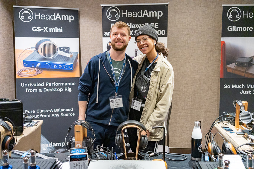 Justin Wilson and Marrissa Jones of HeadAmp were showing off their line of headphone amps. For demonstrations they used the STAX SR-X9000 electrostatic headphones. This flagship model has been in high demand with only a few pairs a month available at $6,200. They also used the recently-released HIFIMAN Sundara ($399). Wilson says he “started HeadAmp as a student at the University of Virginia when I started to explore higher-end headphones since I could not play my speakers very loud. At the time, only a few companies were offering headphone amps and most or all were out of my price range, so I built my own and was offering models for sale the following year.”