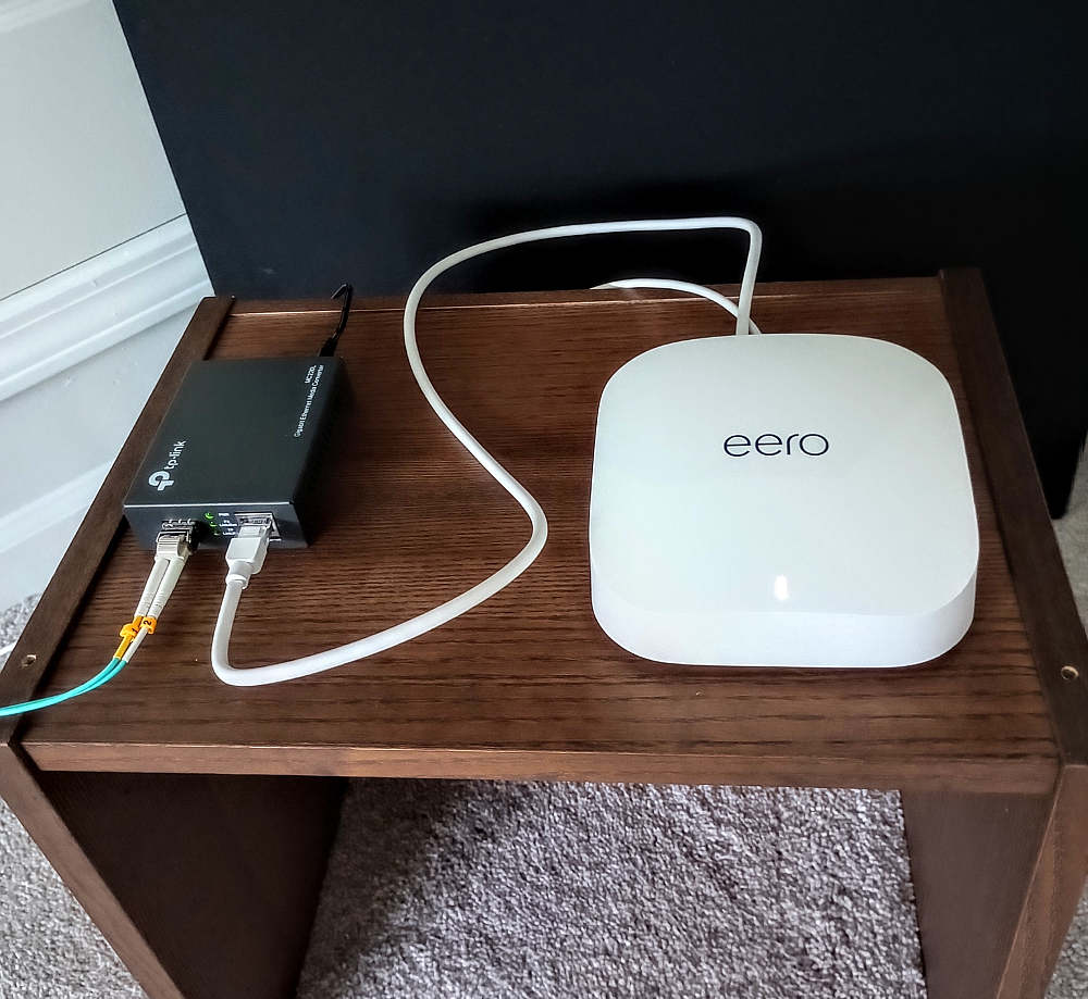 The Eero Pro 6E Mesh system provides seamless wireless and hardwired Ethernet connections.