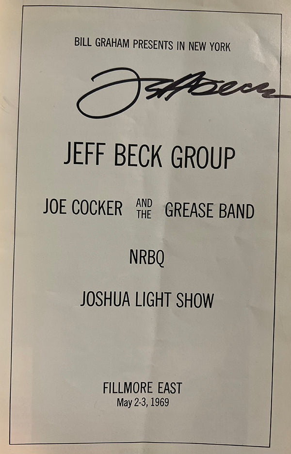 Program from the Fillmore East, May 3, 1969, signed by Jeff Beck. Courtesy of the author.