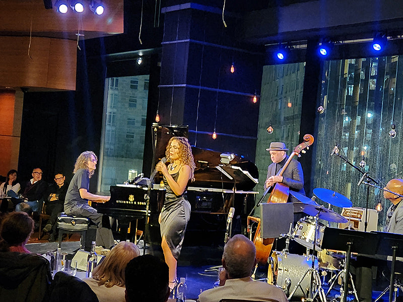 Paloma Chesky singing with the band at Lincoln Center.