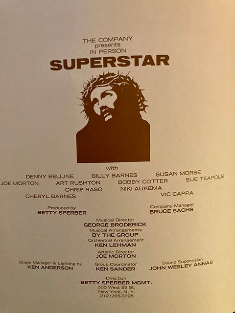 Page from the original program for Superstar.