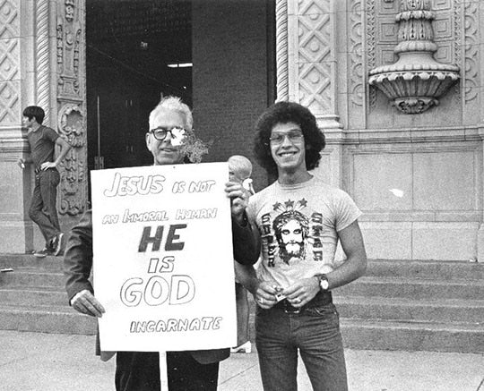 A protester at a performance in Texas.