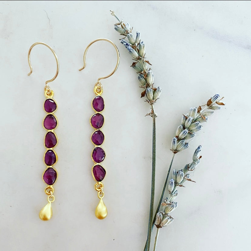 Garnet Bar Earrings