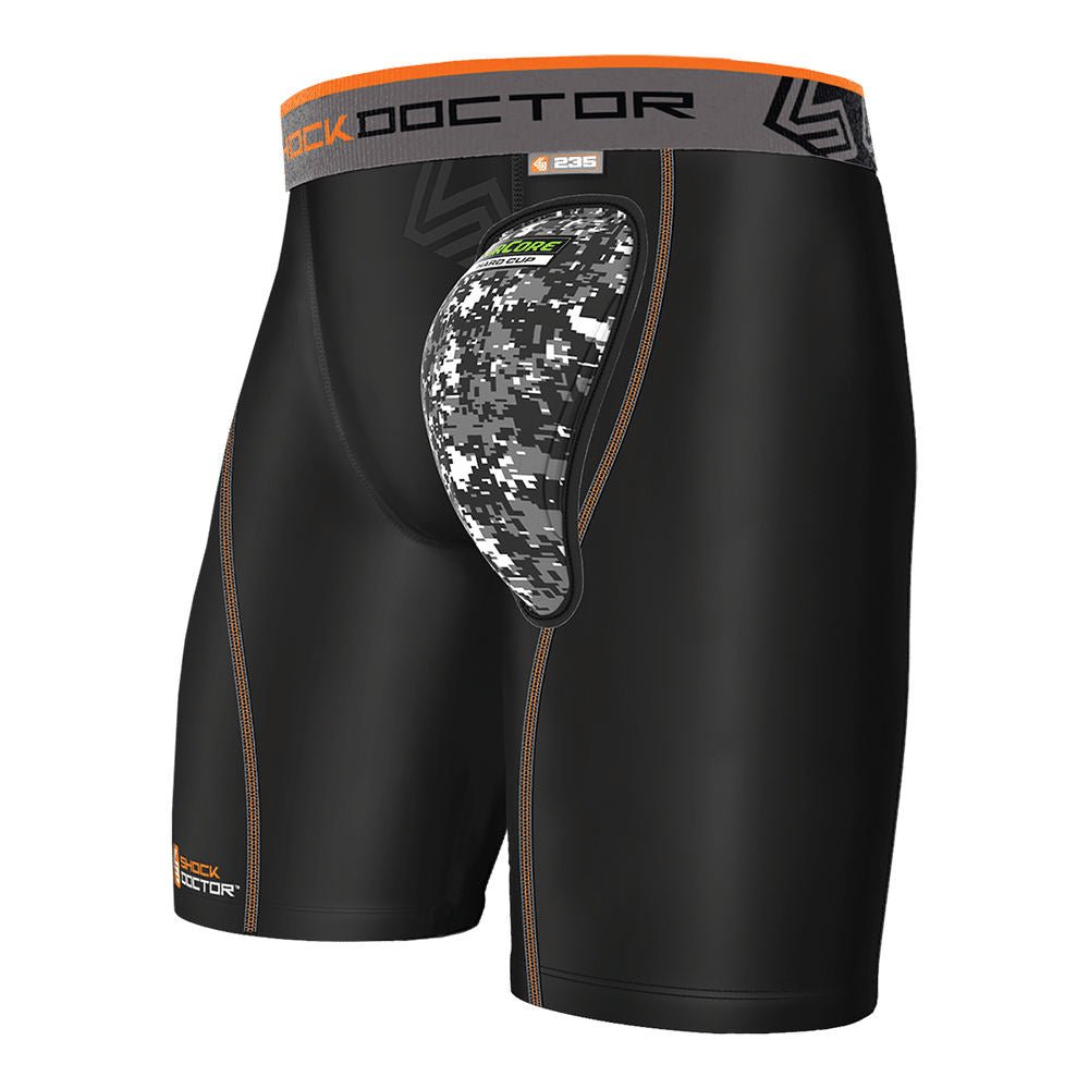 Shock Doctor 221 Compression Shorts with Biofllex Cup, White
