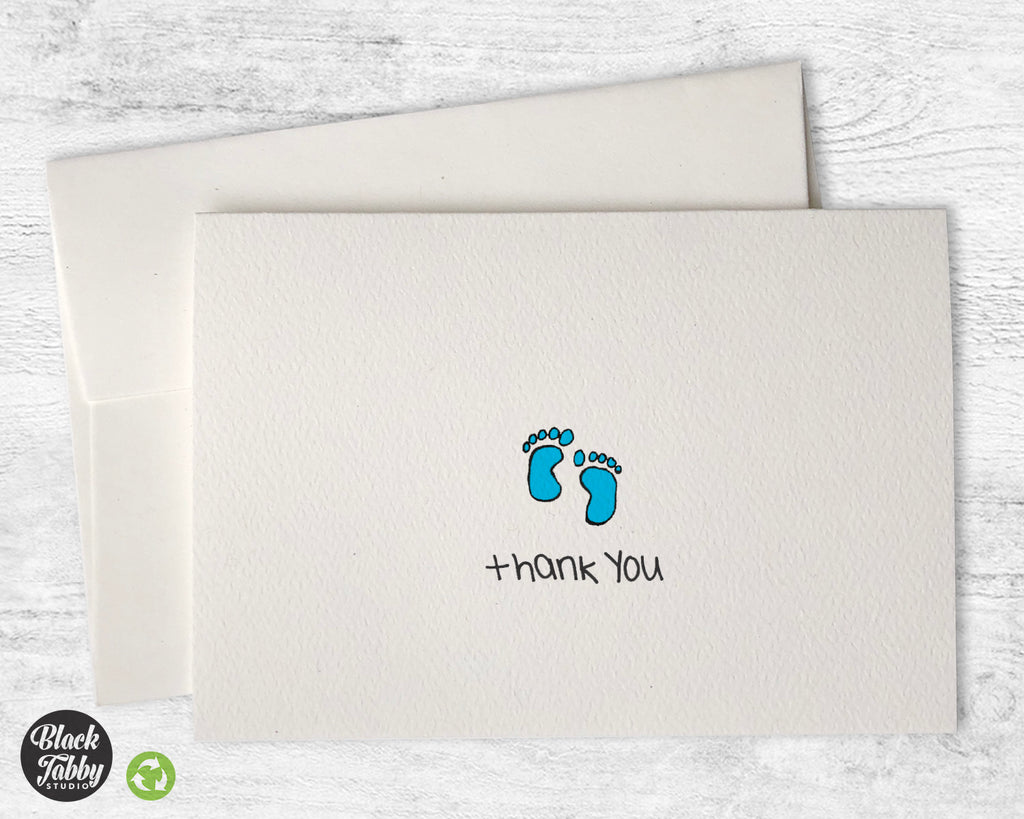 Adorable Baby Boy Feet Thank You Cards Black Tabby Studio