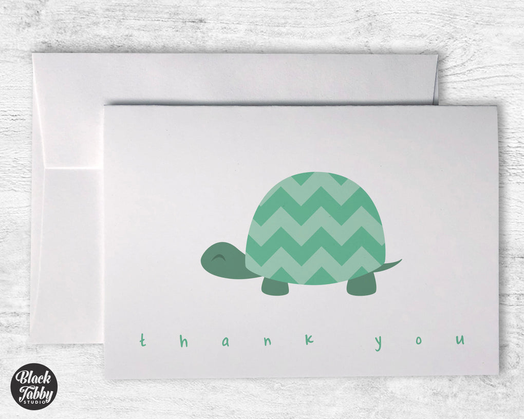 Green Chevron Turtle - Thank You Cards