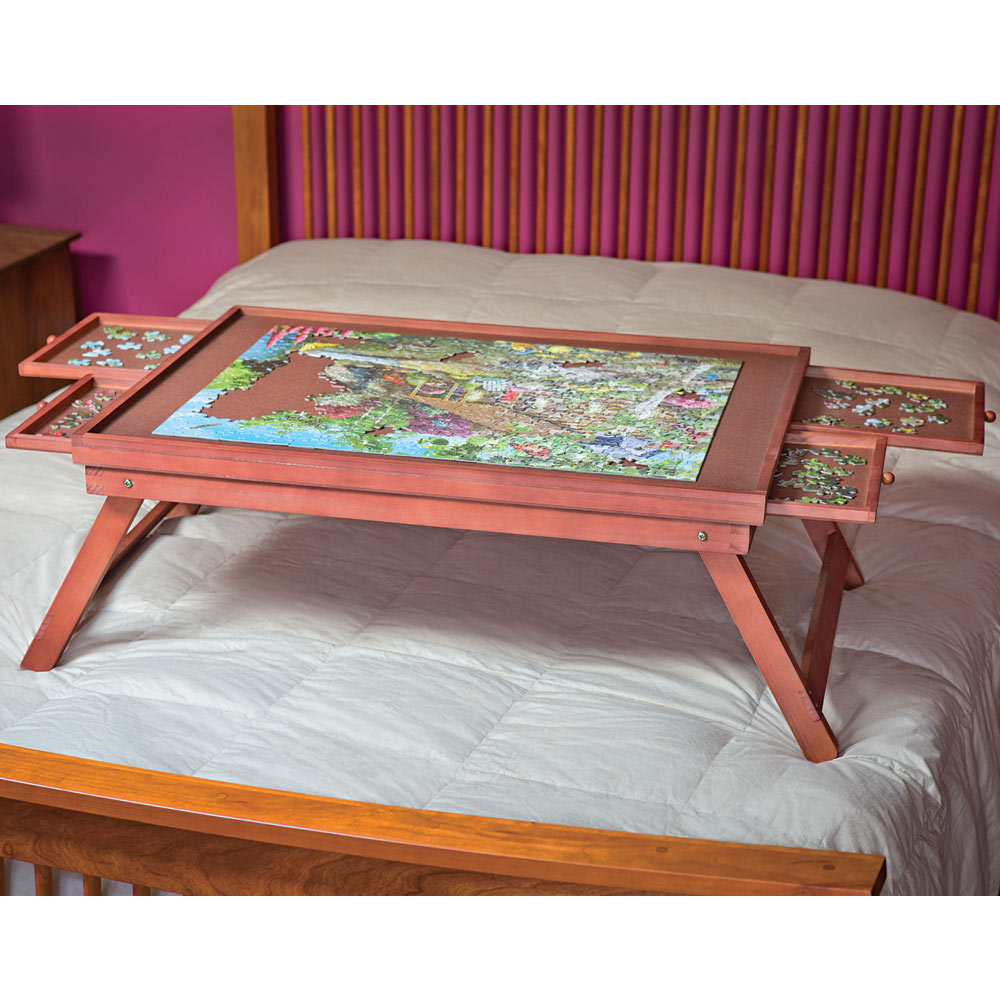 Puzzle Table with Drawers: Jumbo Wooden Puzzle Plateau