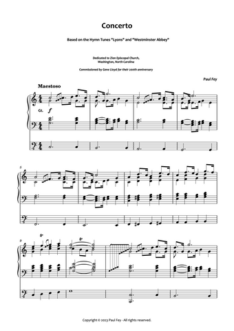 Sheet Music of Organ Concerto in C Major - Paul Fey