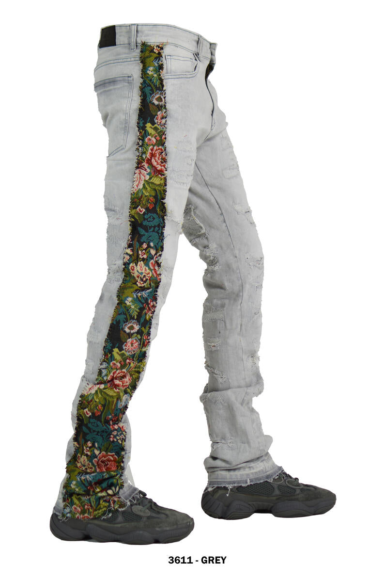 Focus 'Tapestry Stripe' Stacked Denim (Grey) 3611