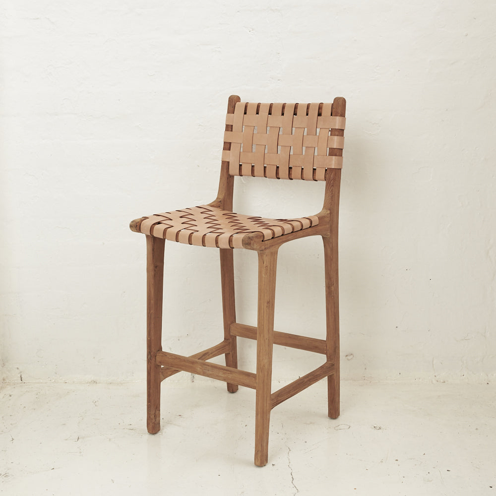 leather woven bar stool