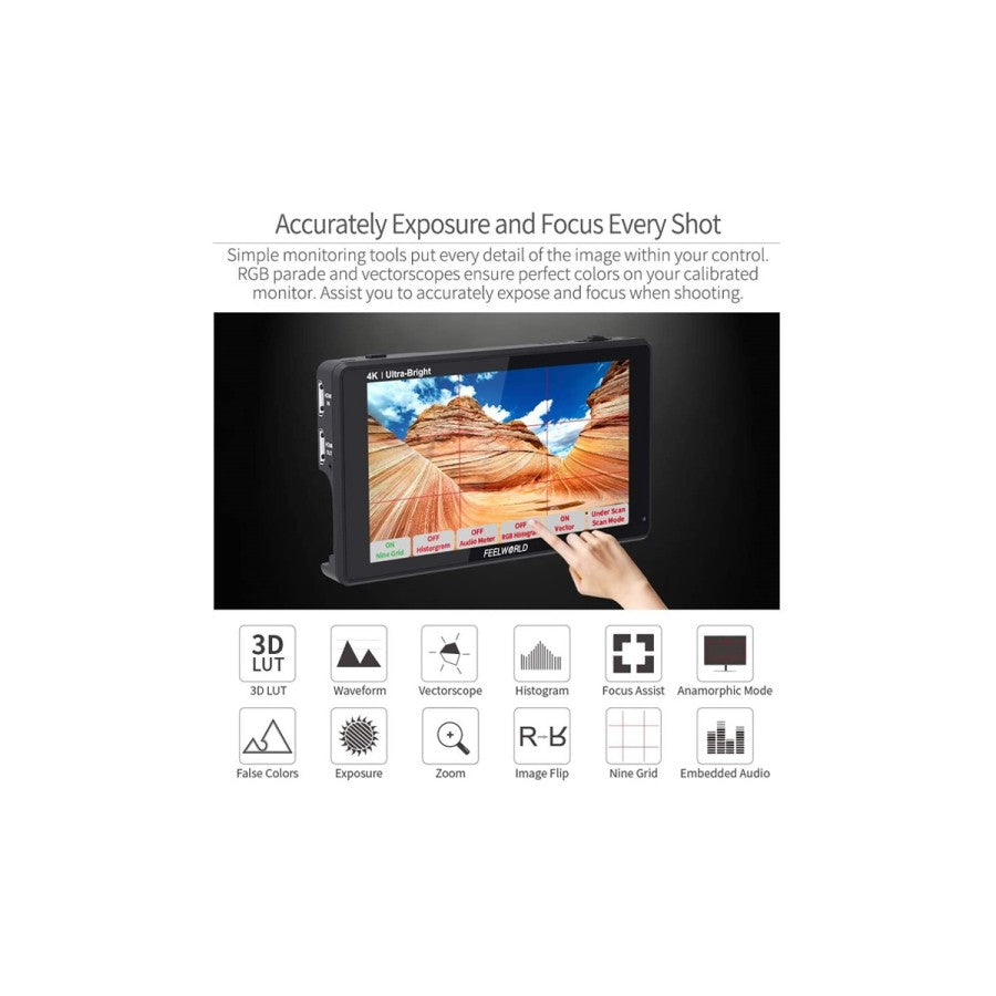 FeelWorld LUT6 6" 2600 cd/m² 4K HDMI Touchscreen Monitor