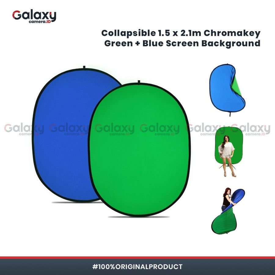 Collapsible 1.5 x 2.1 Meter Chromakey Green + Blue Screen Background