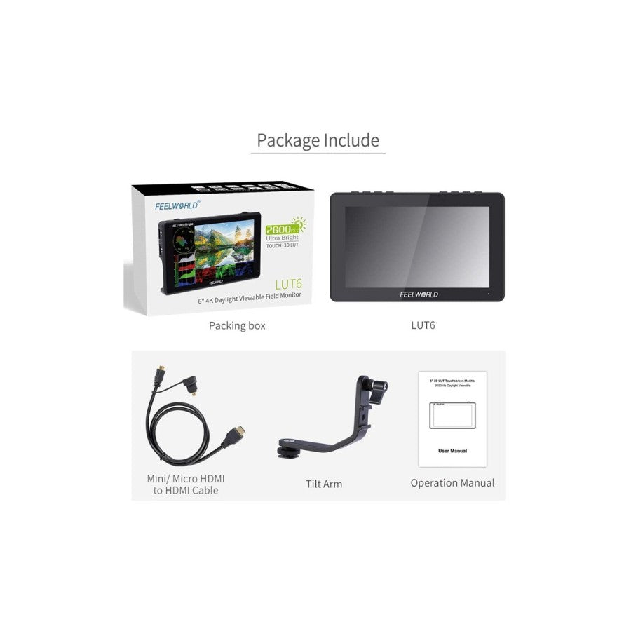 FeelWorld LUT6 6" 2600 cd/m² 4K HDMI Touchscreen Monitor