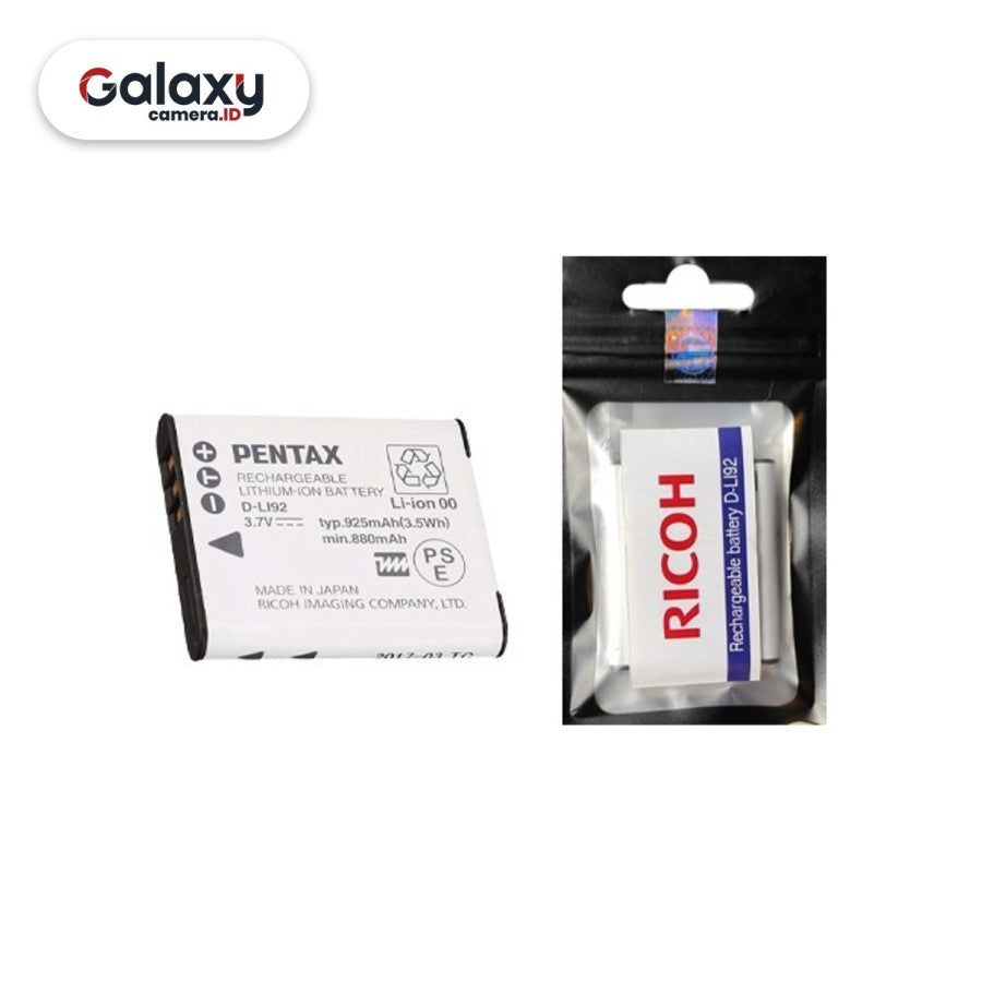 Ricoh Battery D-LI92 Rechargeable Baterai Pentax D LI92 Original