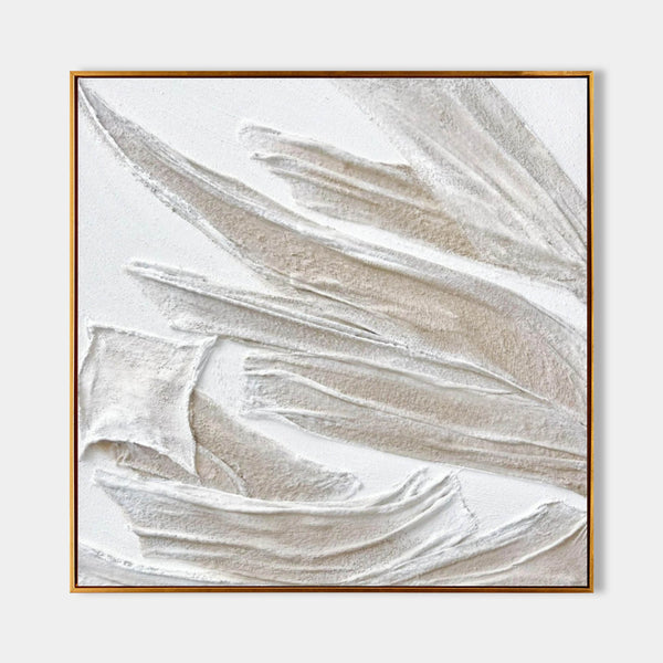 White 3D Plaster Painting White 3D Textured Abstract Art White 3D  Minimalist Painting 3D Plaster Art