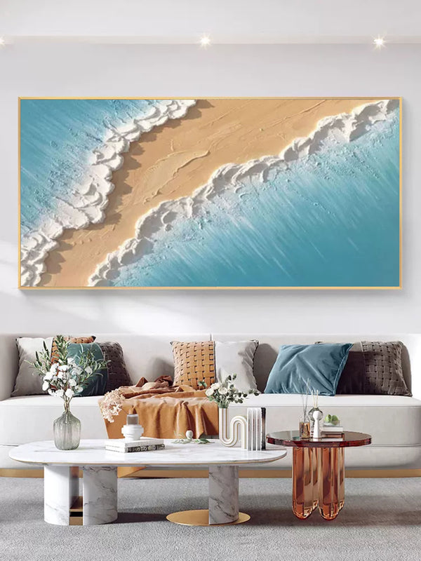 Large Blue 3D Sea Texture Painting on Canvas Texture Wall Art Plaster Wall  Art Sea View
