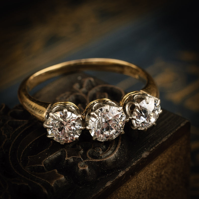 Exquisitely Beautiful Antique Edwardian Diamond Trilogy Engagement Rin ...