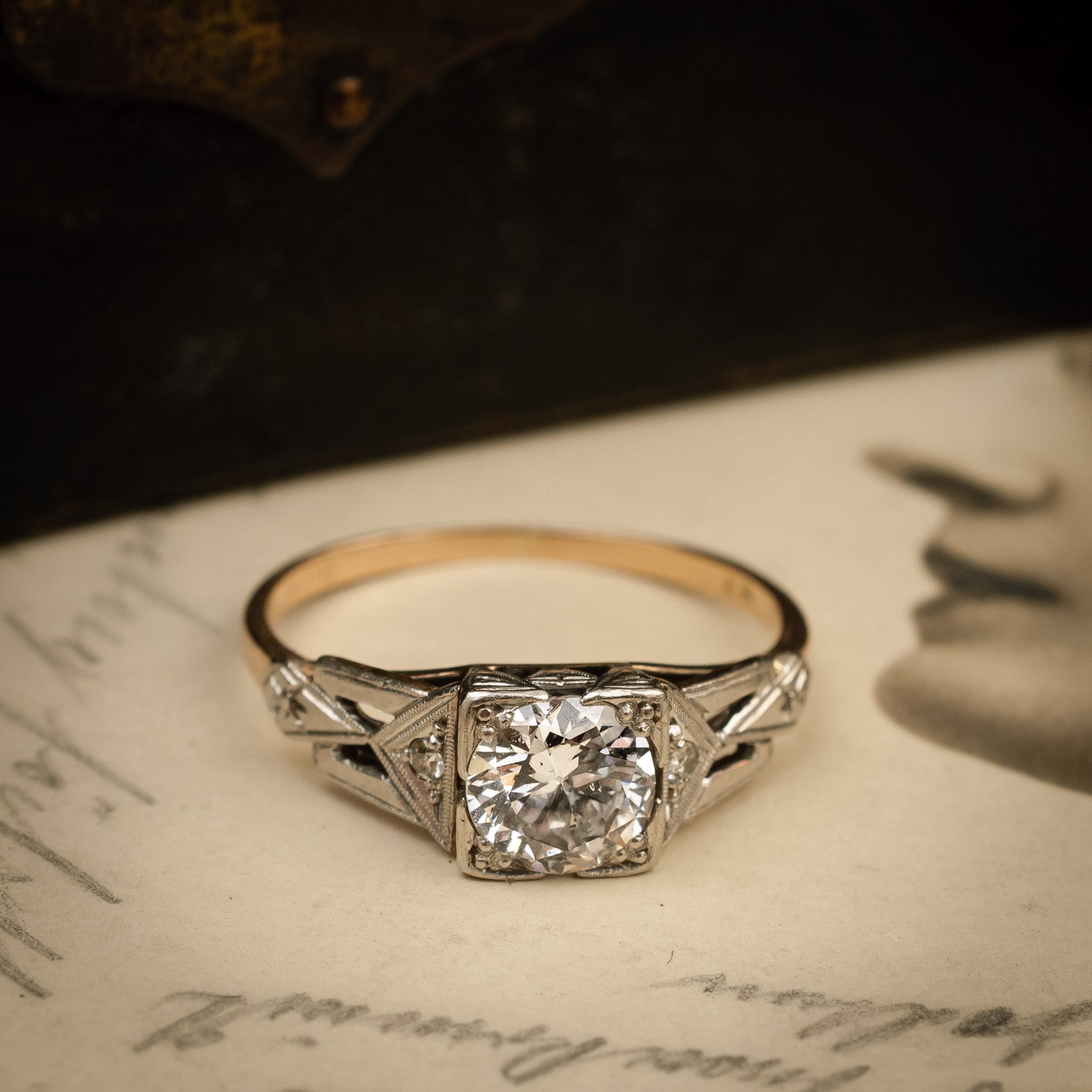 Stunning!! Vintage Geometric Art Deco Diamond Engagement Ring – Fetheray