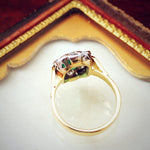 Fantastique 1970's Deco Emerald & Diamond Cocktail Ring