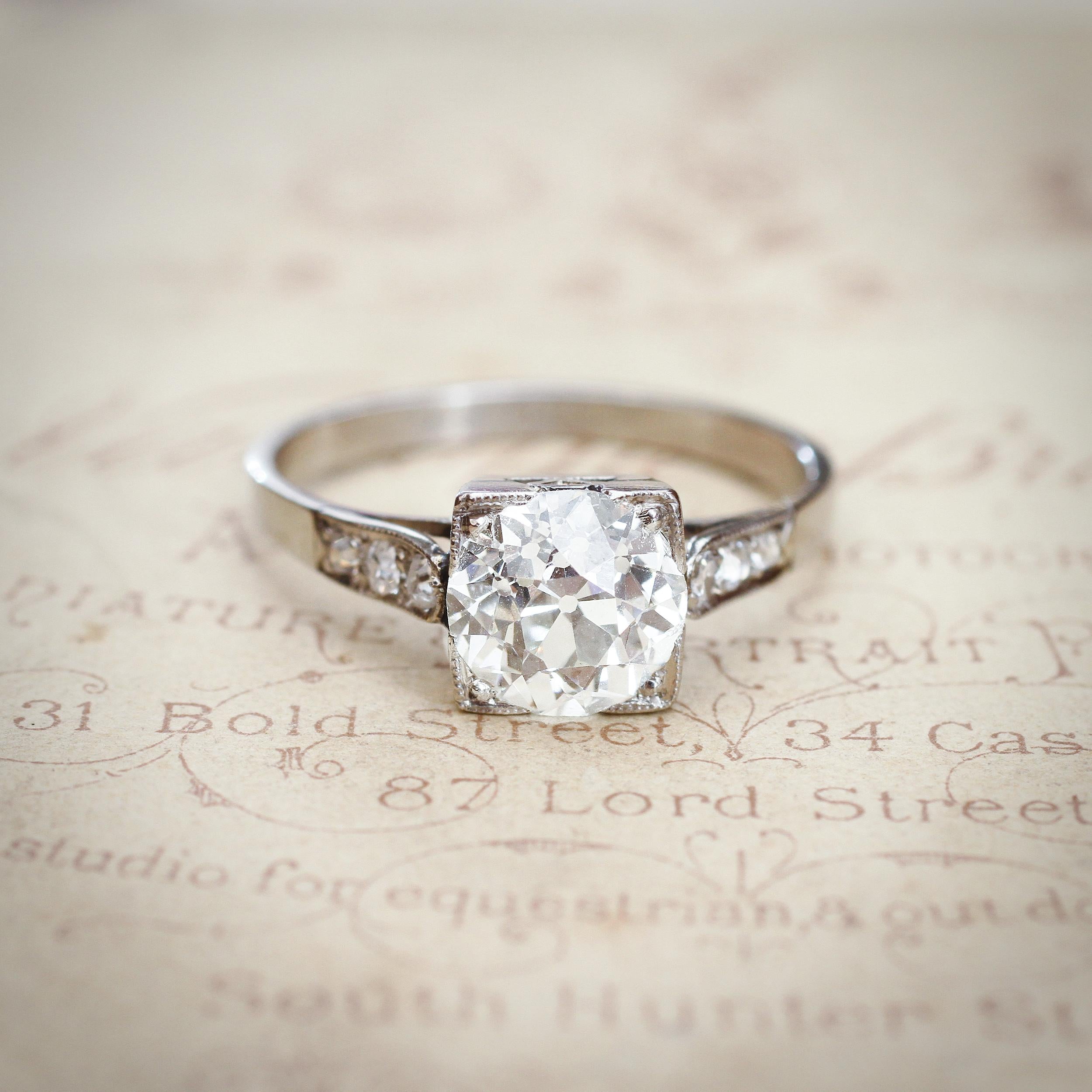 Vintage 1.39ct Old European Cut Diamond Solitaire Engagement Ring ...