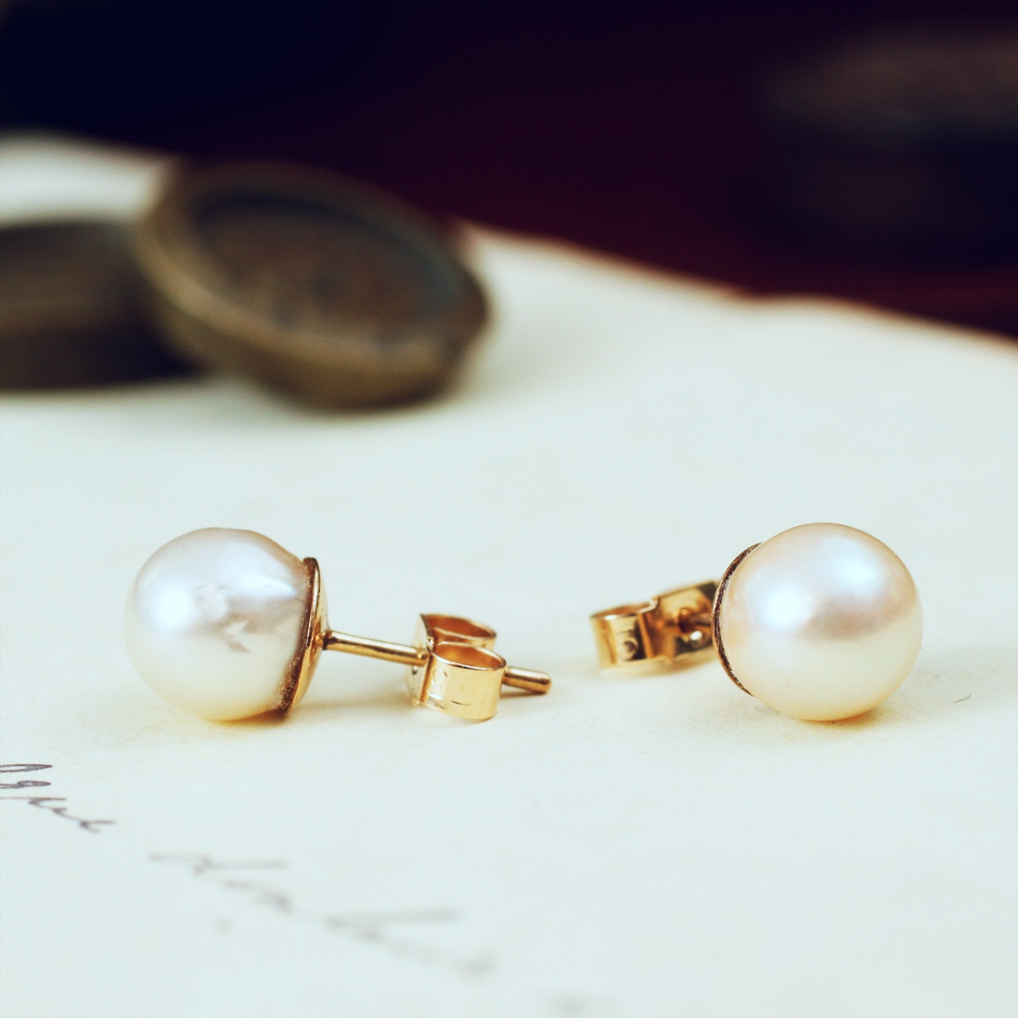 Gently Lustrous Cultured Saltwater Pearl Earring Studs – Fetheray