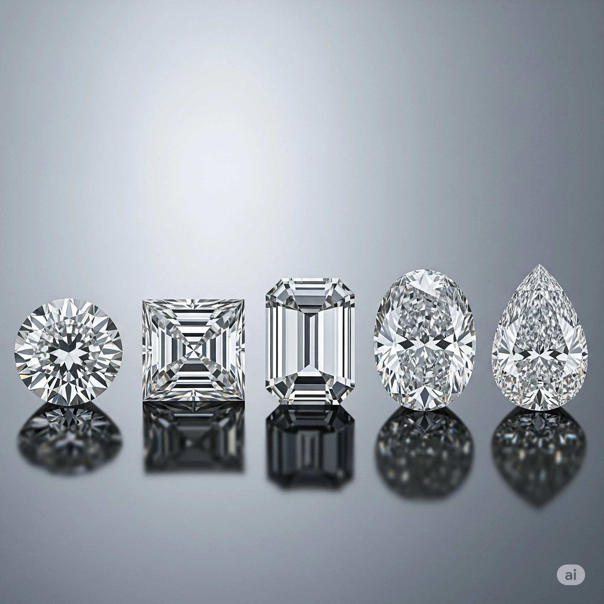 Lab grown diamond cut comparison showing different shapes and brilliance