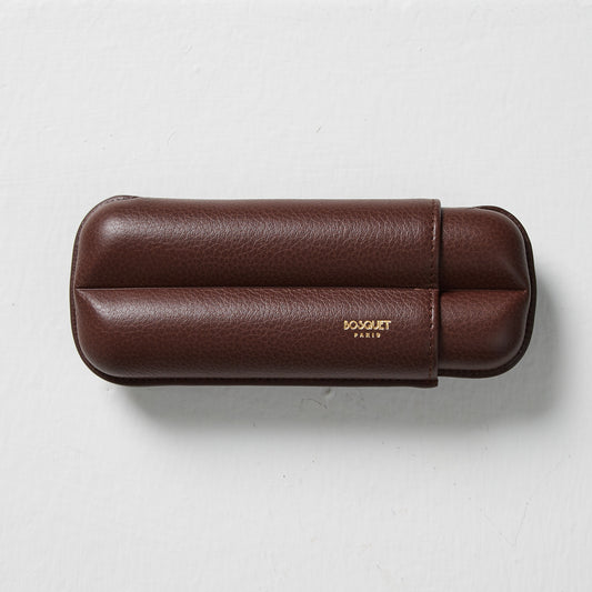 Best genuine Leather 2 Finger Cigar Case in Dark Brown