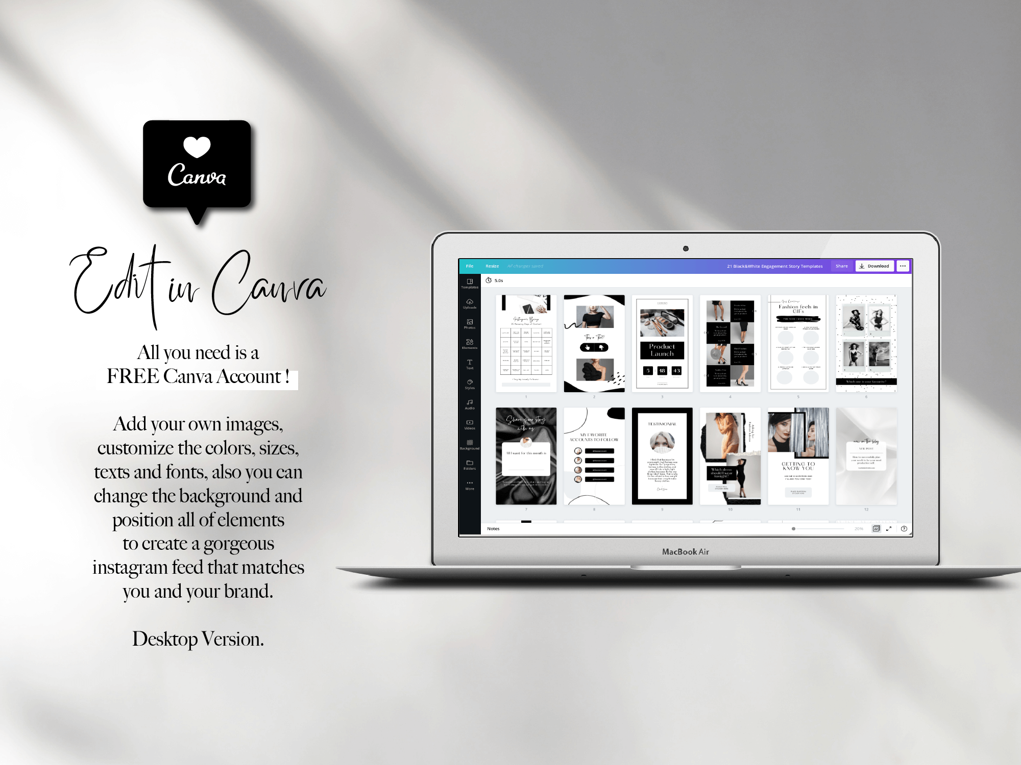 Black & White Instagram Story Template | Canva Template ...