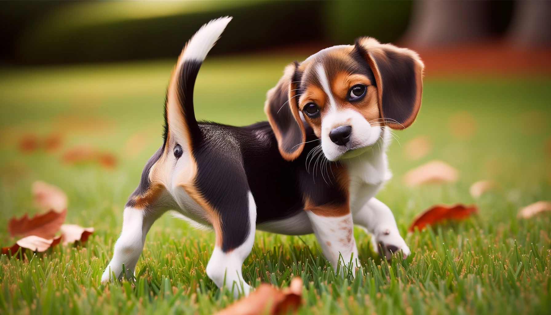 A Beagador playfully posing without a care for official recognition